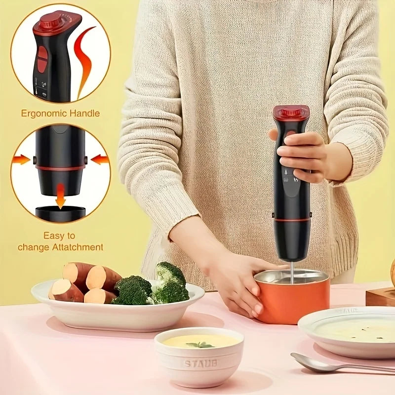 Immersion Hand Blender, 5-In-1 1000W Powerful LED Backlight 12-Speed Multi-Function Handheld Stick Blender